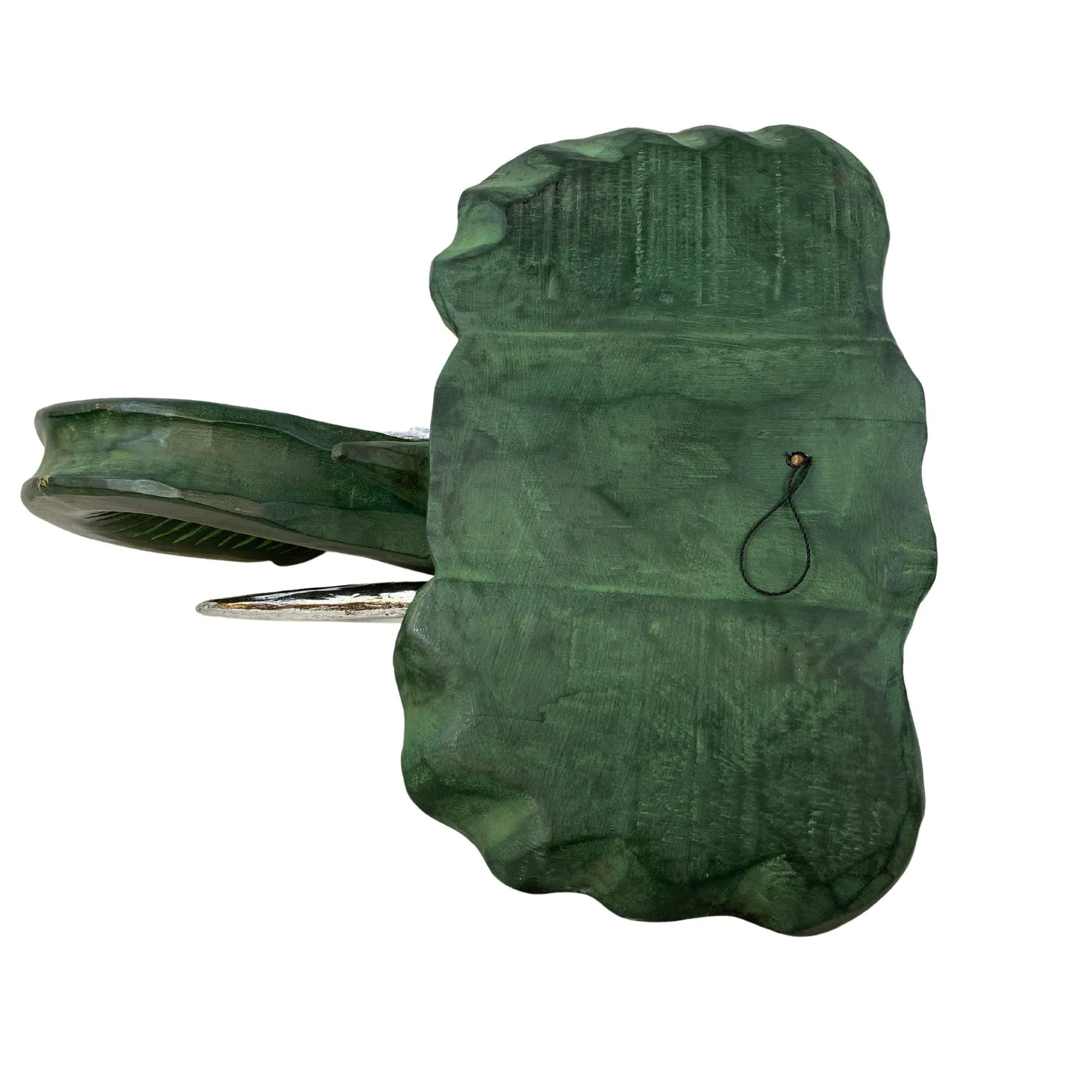 Balinese Ganesha Mask Elephant Teal Silver Hand Carved Wooden Wall Decor Wood Carving Bali Folk wall art