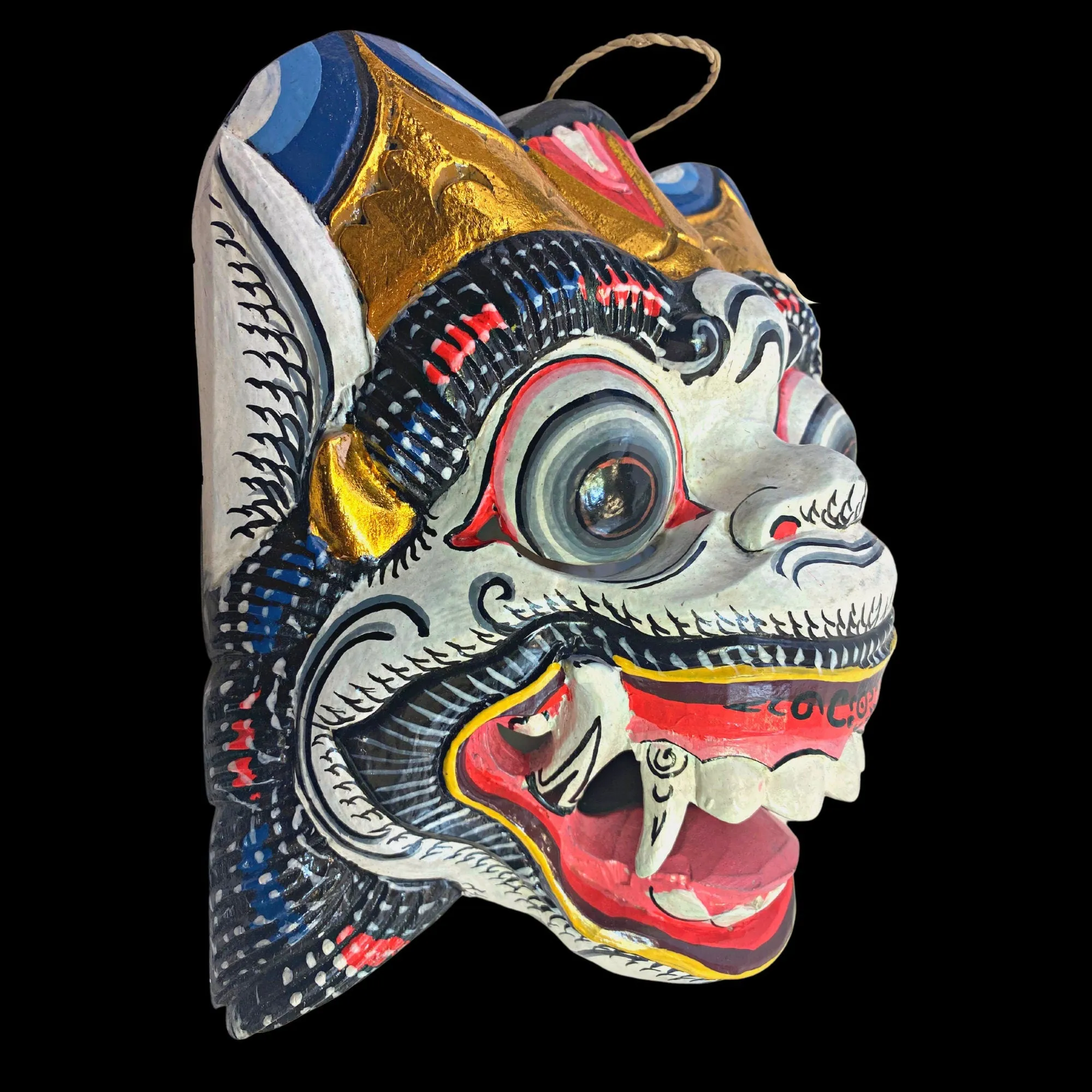 Balinese Mask White Hanuman the Monkey General Wooden Topeng Hand Carved  wood Carving Bali Folk Art Wall art Indonesia