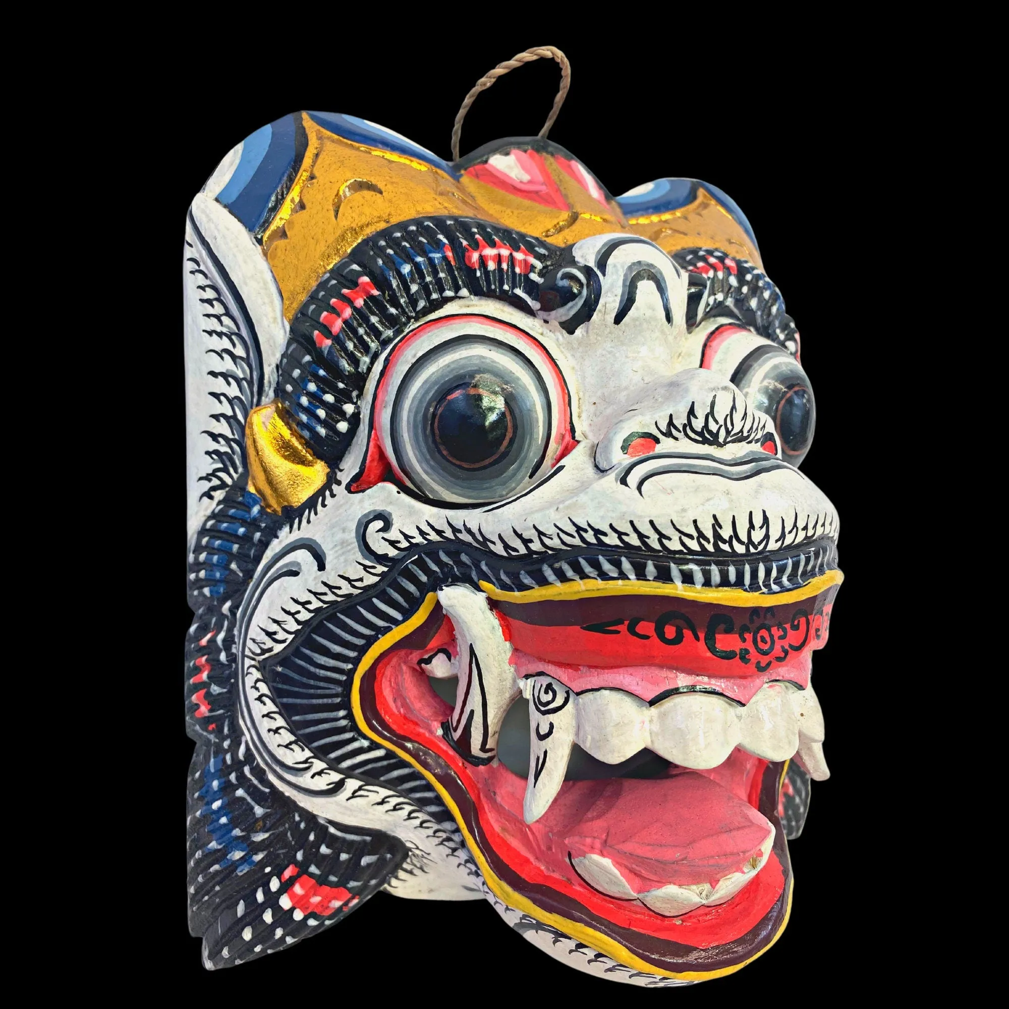 Balinese Mask White Hanuman the Monkey General Wooden Topeng Hand Carved  wood Carving Bali Folk Art Wall art Indonesia