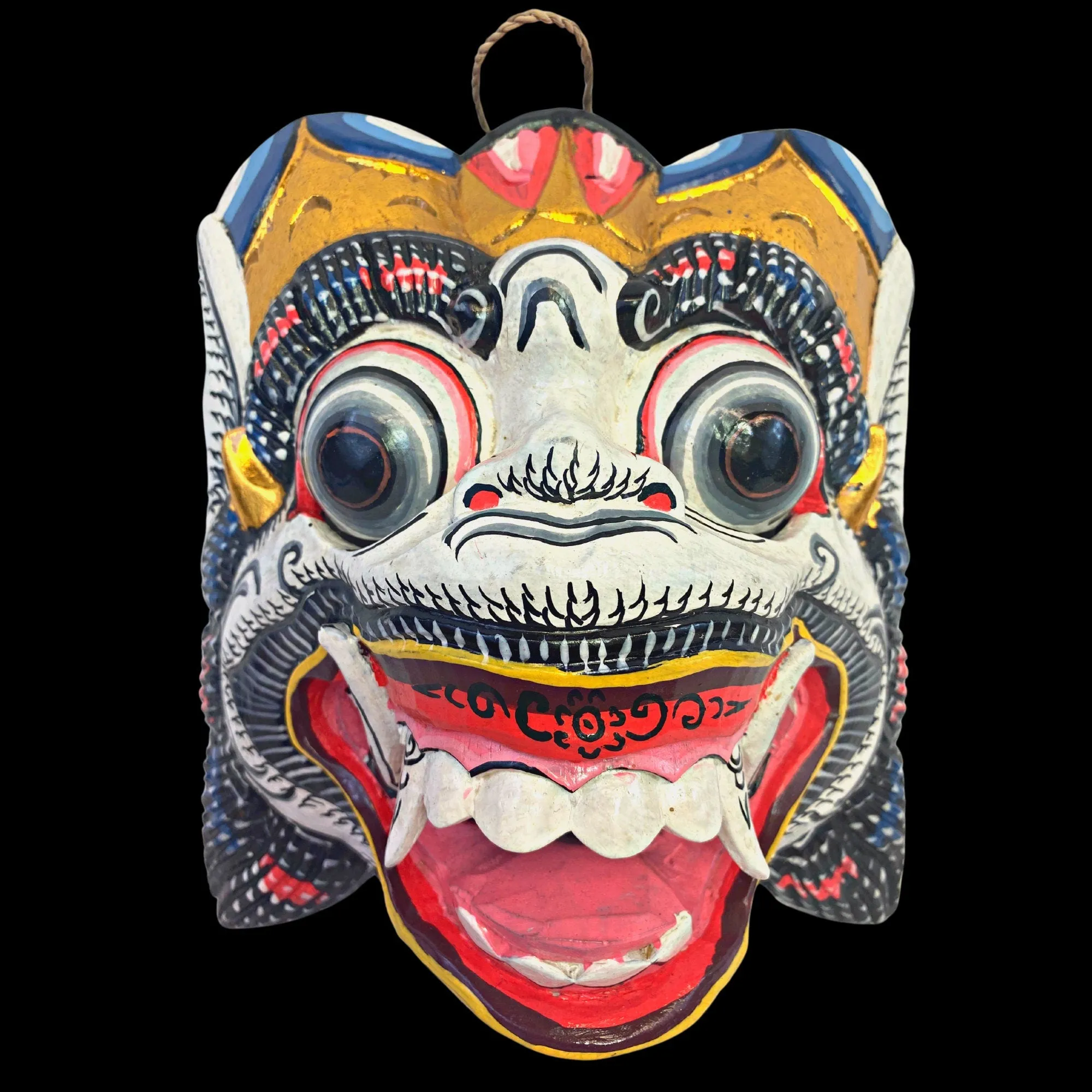 Balinese Mask White Hanuman the Monkey General Wooden Topeng Hand Carved  wood Carving Bali Folk Art Wall art Indonesia