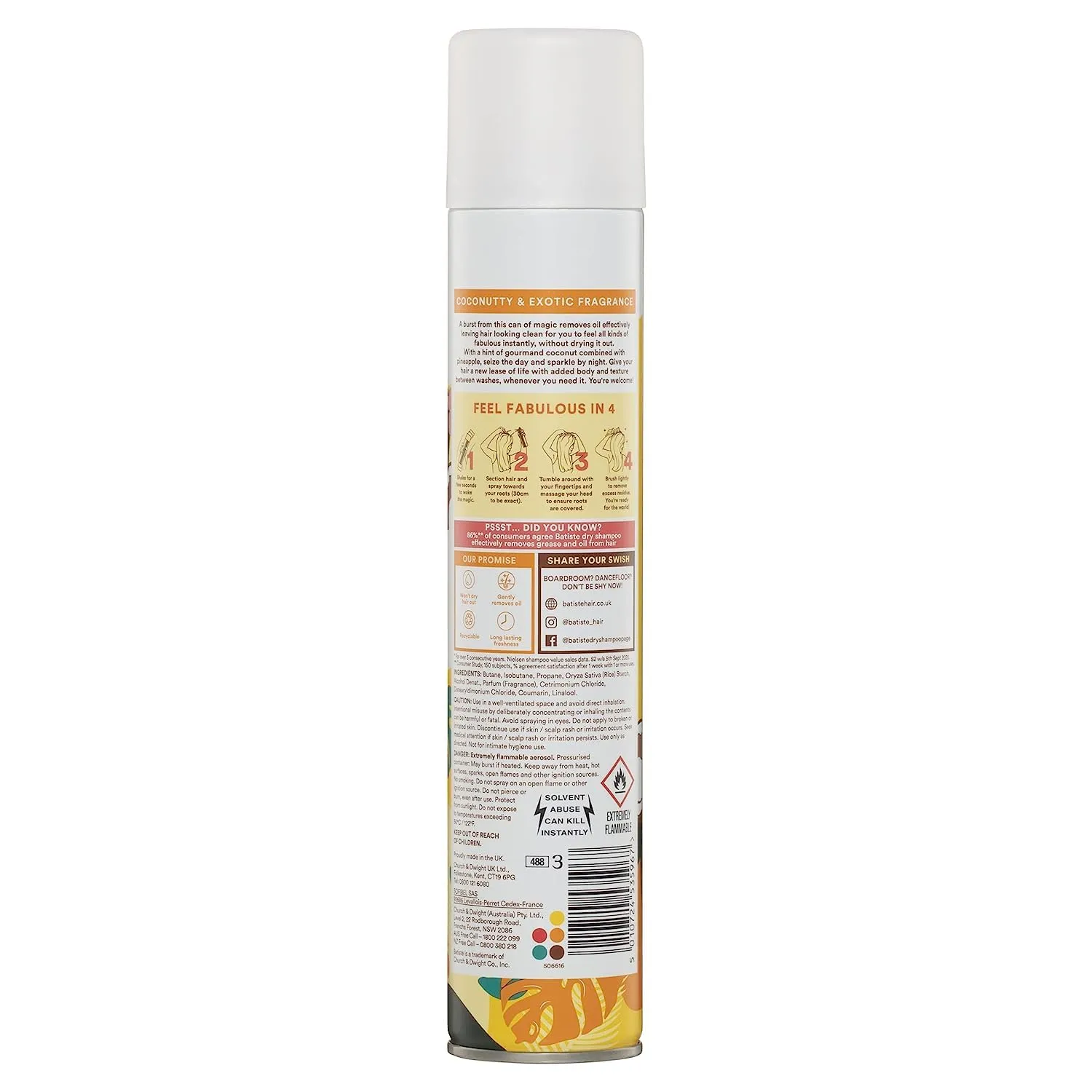 Batiste Dry Shampoo Tropical Spray Exotic Coconut 50ml, 200ml / 350ml
