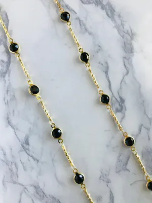 Black Crystal Glasses Necklace