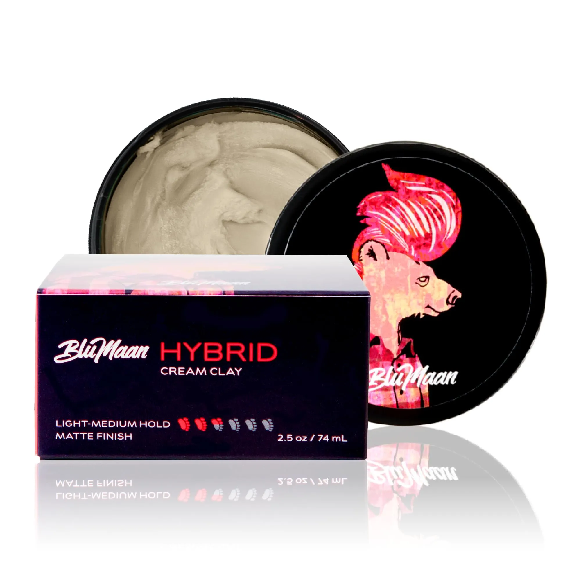 BluMaan Men’s Hybrid Styling Cream Clay | Matte Cream Hair Clay, Easy Workability and Voluminous Hold | Light to Medium Hold for a Smooth Stick, Textured, Matte Finish | 2.5 oz (74 ml)
