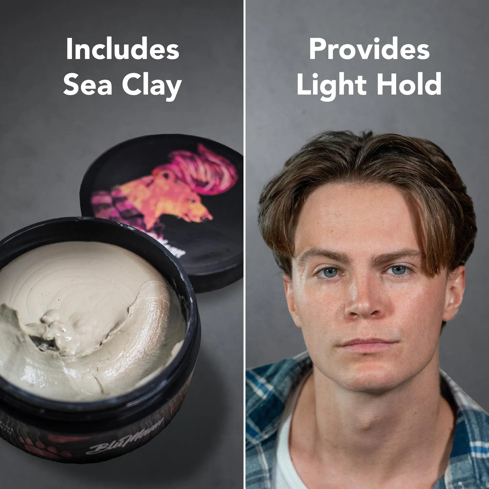 BluMaan Men’s Hybrid Styling Cream Clay | Matte Cream Hair Clay, Easy Workability and Voluminous Hold | Light to Medium Hold for a Smooth Stick, Textured, Matte Finish | 2.5 oz (74 ml)