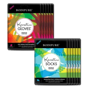 BODIPURE Premium Keratin Hand Mask & Foot Mask – Anti-aging Moisturizing Gloves & Socks for Dry Hands & Cracked Heels - Natural Ingredients – Pair in a Pack – (6 6 Pack)