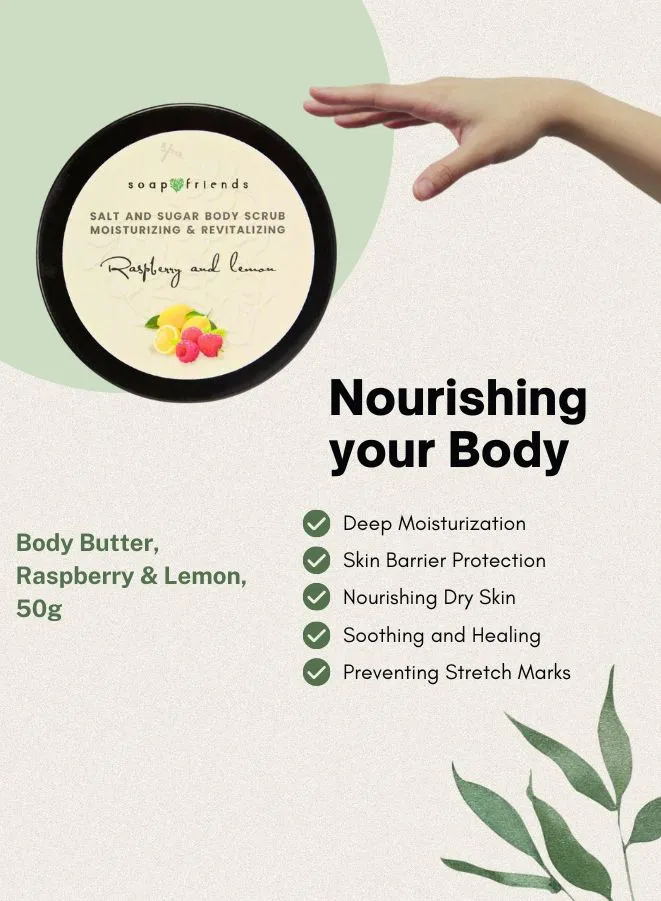 Body Scrub Raspberry with Lemon | Deep Cleansing and Regenerating Body Scrub for Sauna and Steam Bath - 50gm