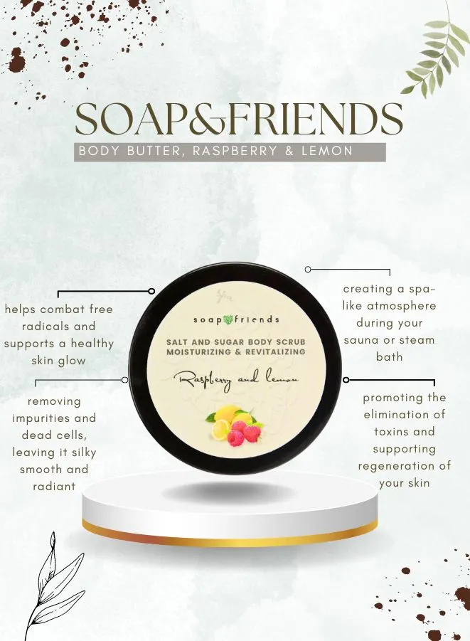 Body Scrub Raspberry with Lemon | Deep Cleansing and Regenerating Body Scrub for Sauna and Steam Bath - 50gm
