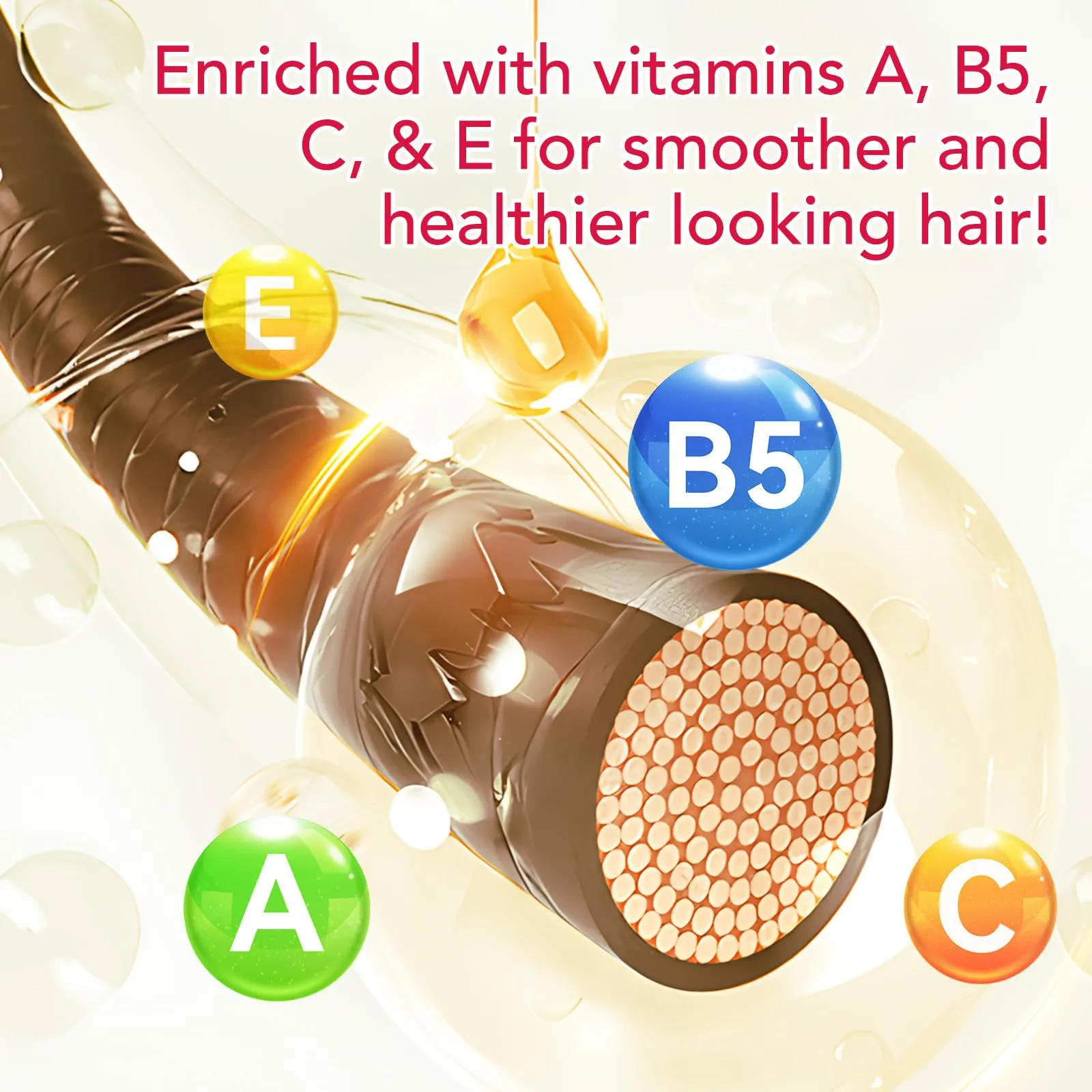 caqorzo Hair Treatment Serum, Hair Vitamin Serum Capsule, 60PCS Enriched with Moroccan Macadamia Avocado Oils, Vitamins A C E Pro B5, No Rinse and Safe for All Hair(Box-Packed)