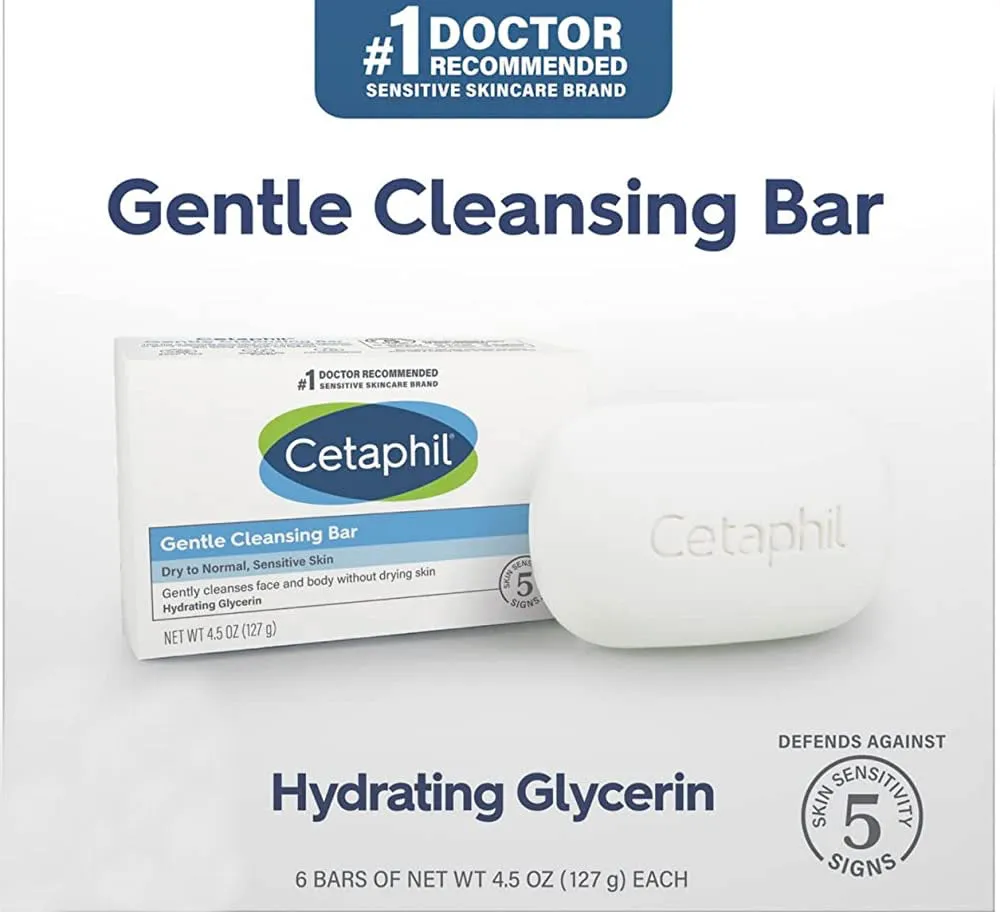 Cetaphil gentle cleansing bar face & body ‏صابونة الوجه والجسم سيتافيل للبشرة الجافة الحساسة