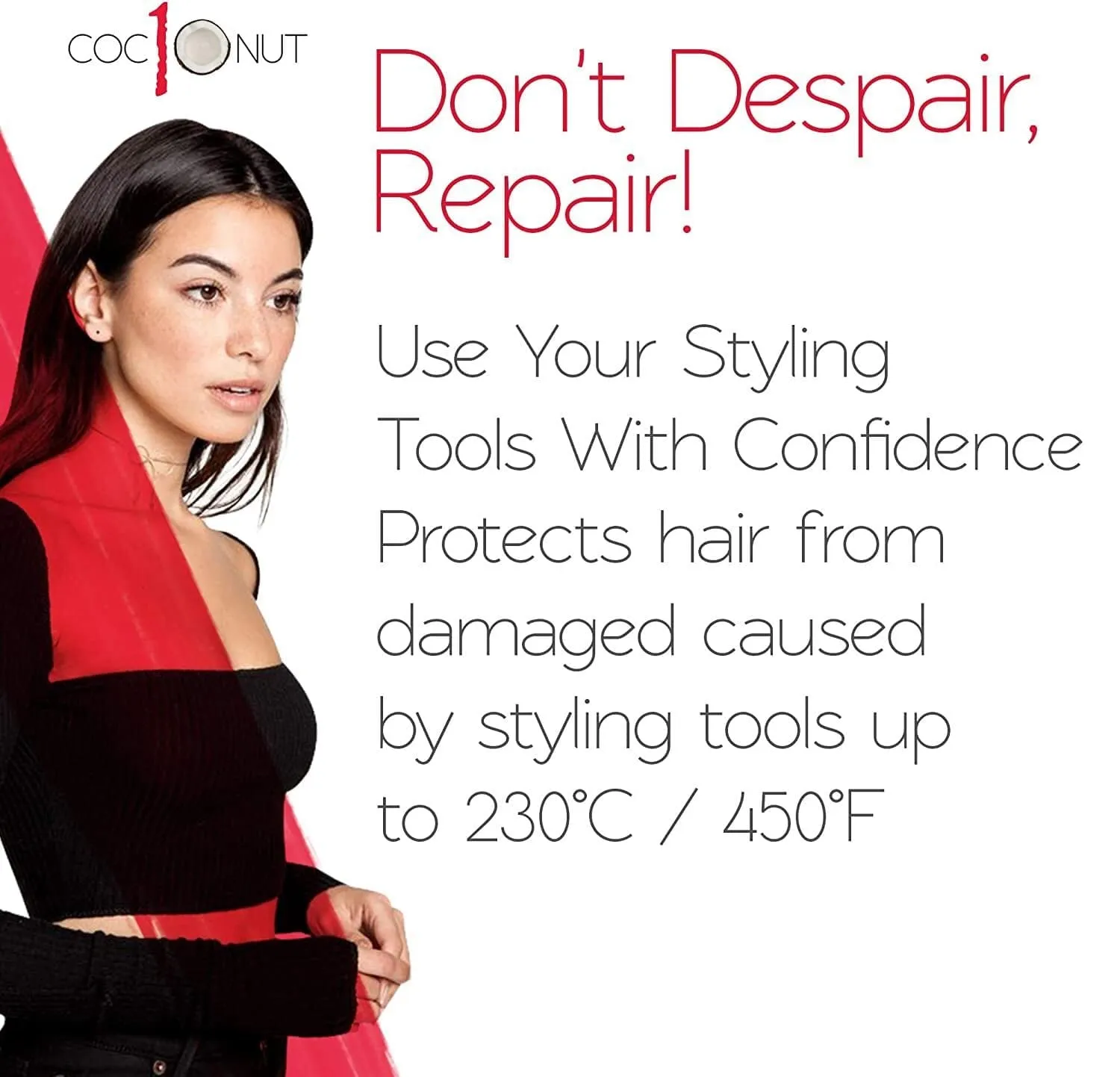 Coconut Thermal Protection Spray - Prevents Frizz and Split Ends for All Hair Types - Heat Defense Up To 450ºF - 8.45fl.oz
