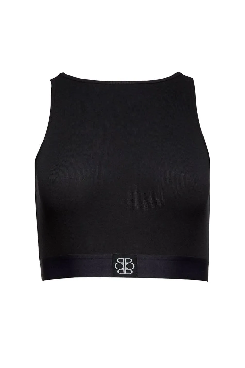 Cotton Rib Crop Top - Black