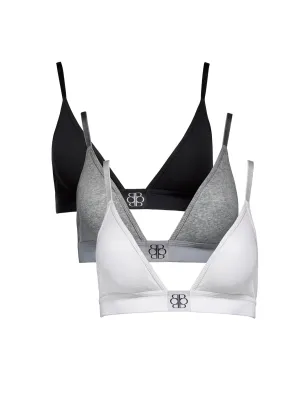 Cotton Rib Triangle Bralette - 3 Pack