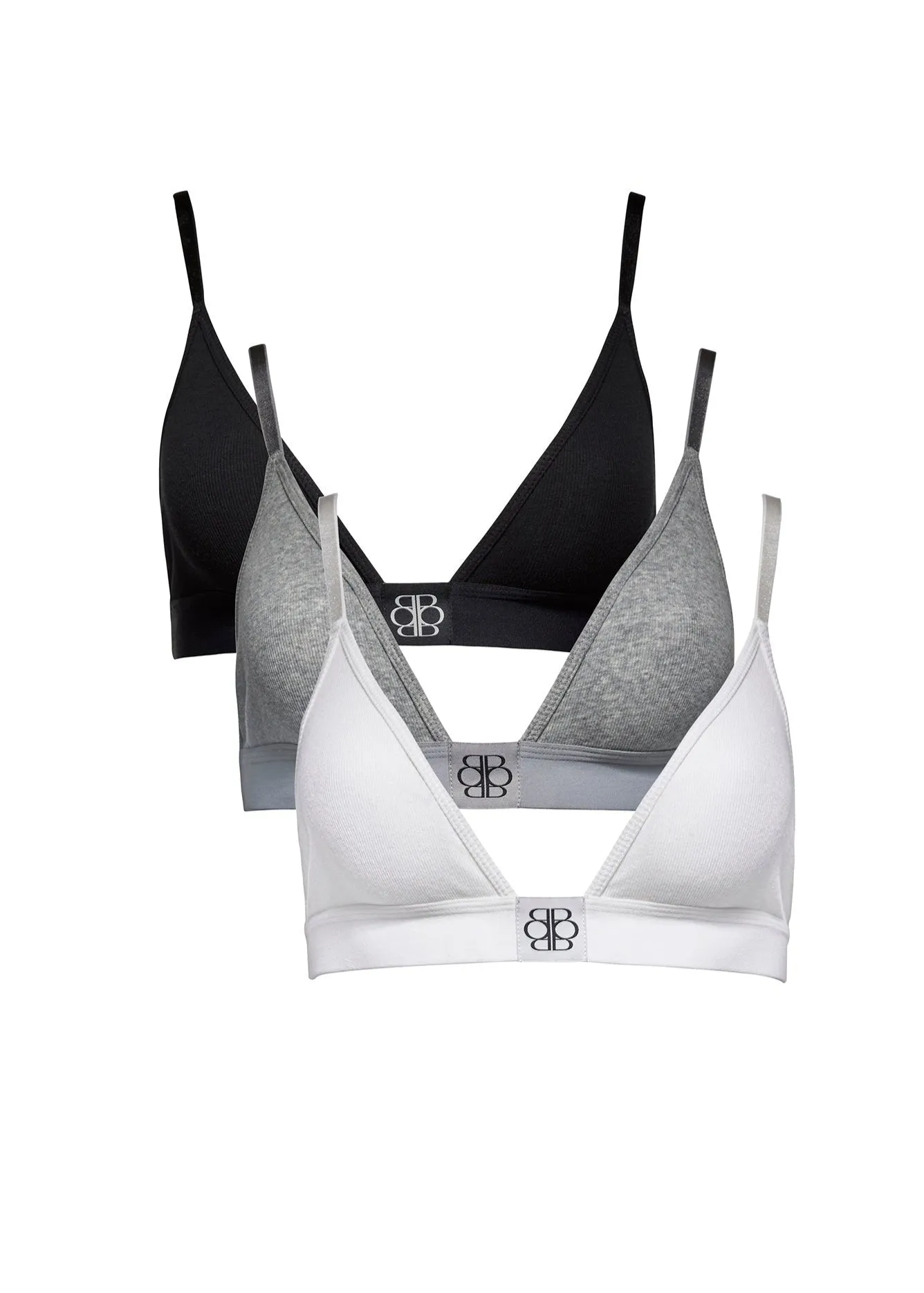 Cotton Rib Triangle Bralette - 3 Pack