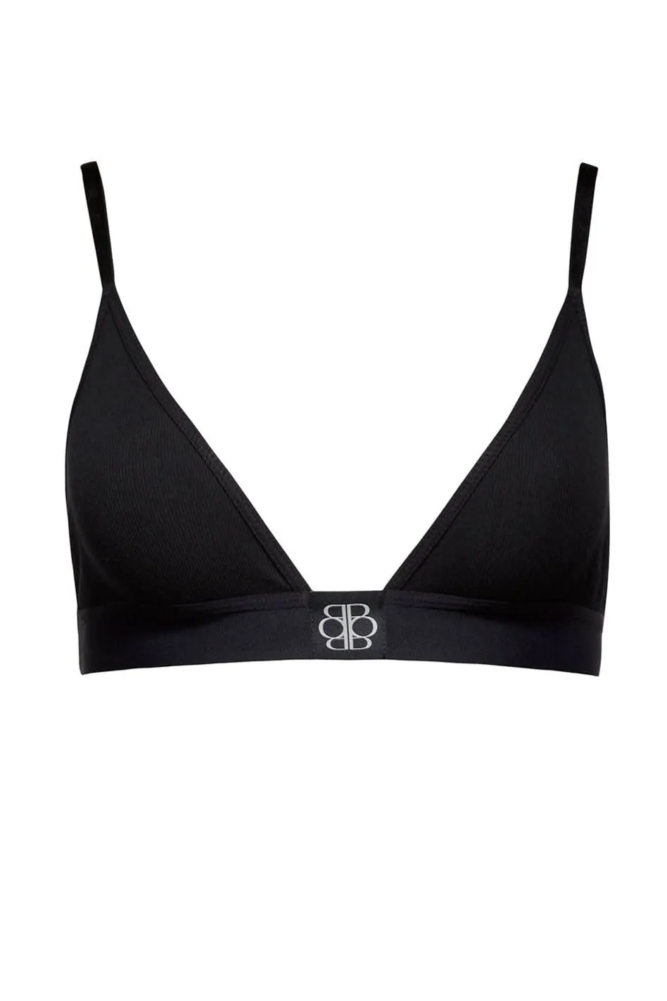 Cotton Rib Triangle Bralette - Black