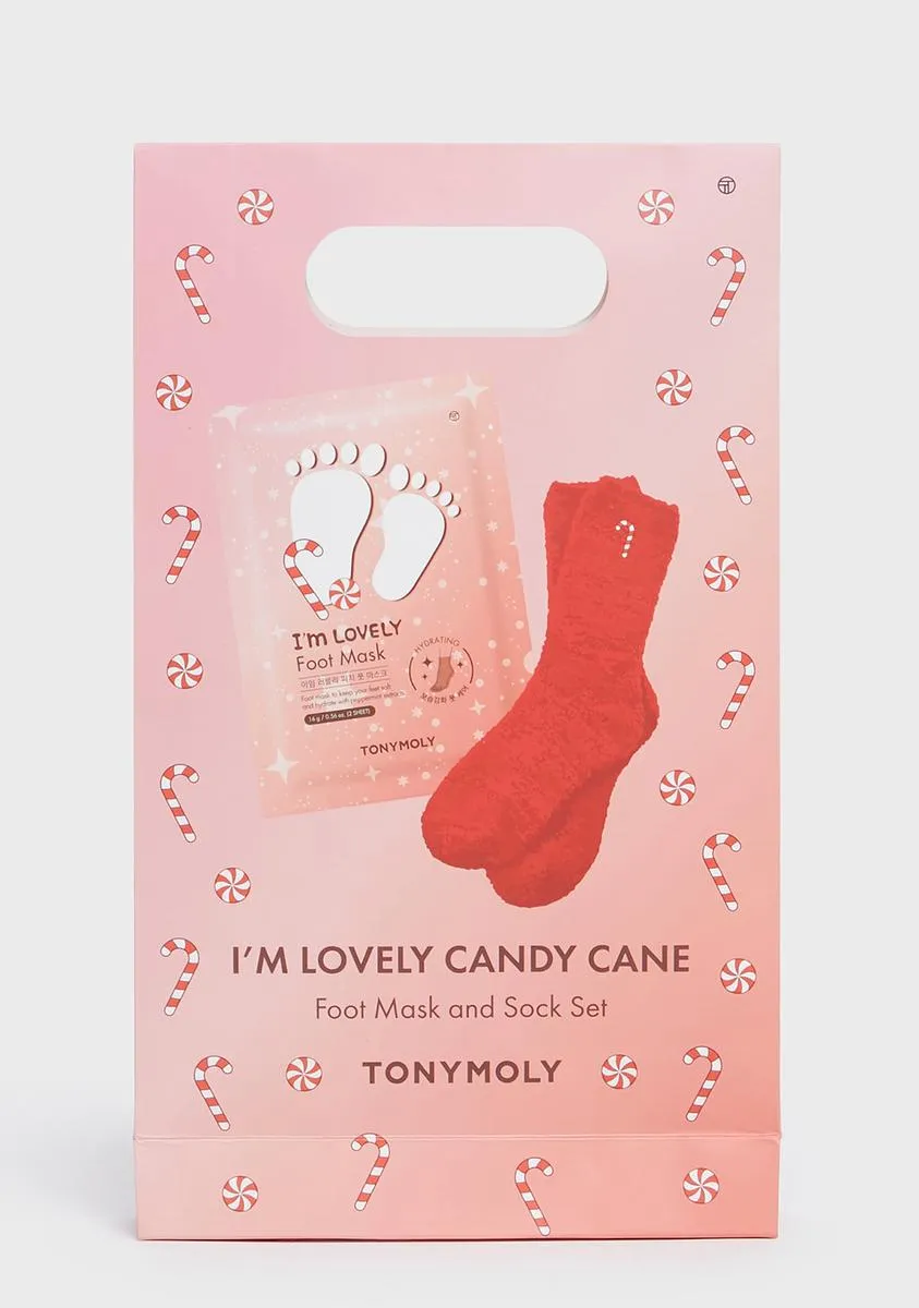 Cozy Candy Cane Mask And Socks Set