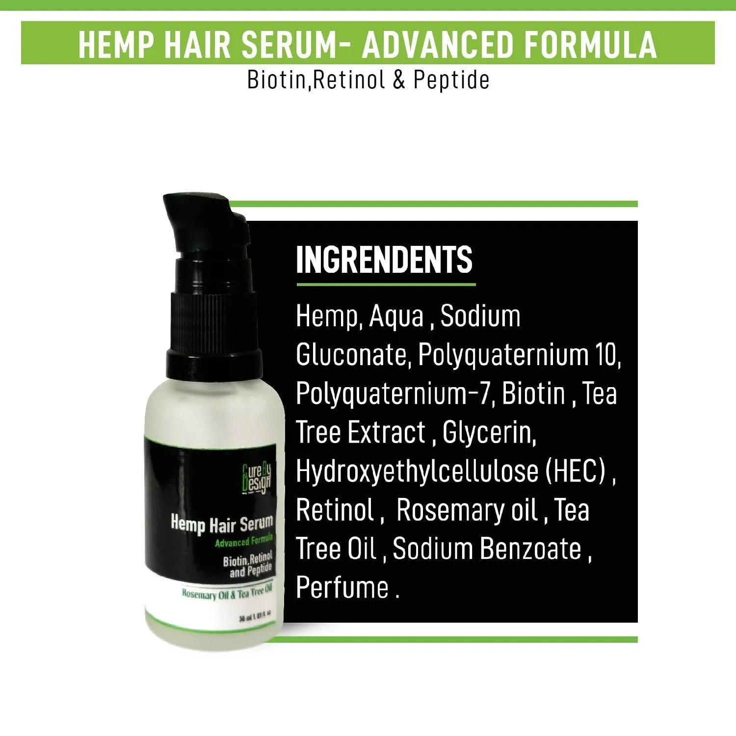 Cure By Design- Hemp Hair Serum
