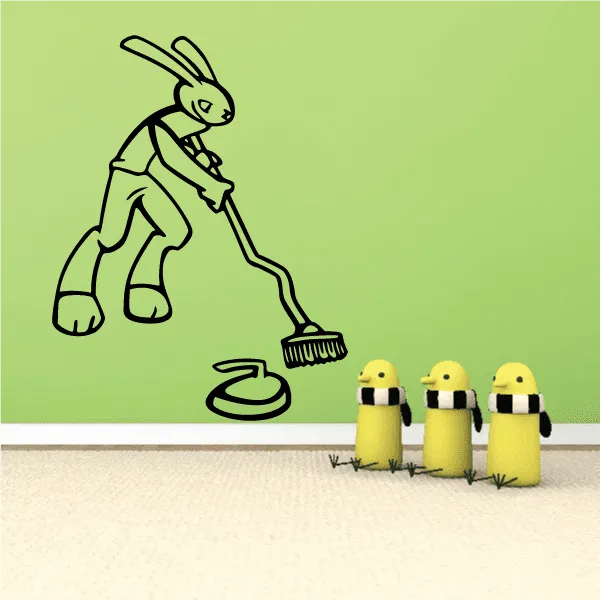 Curling Sweeping Bunny Player Decal
