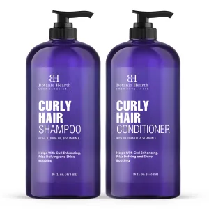 Curly Hair Shampoo and Conditioner Set with Jojoba Oil and Vitamin E | 16 fl oz each