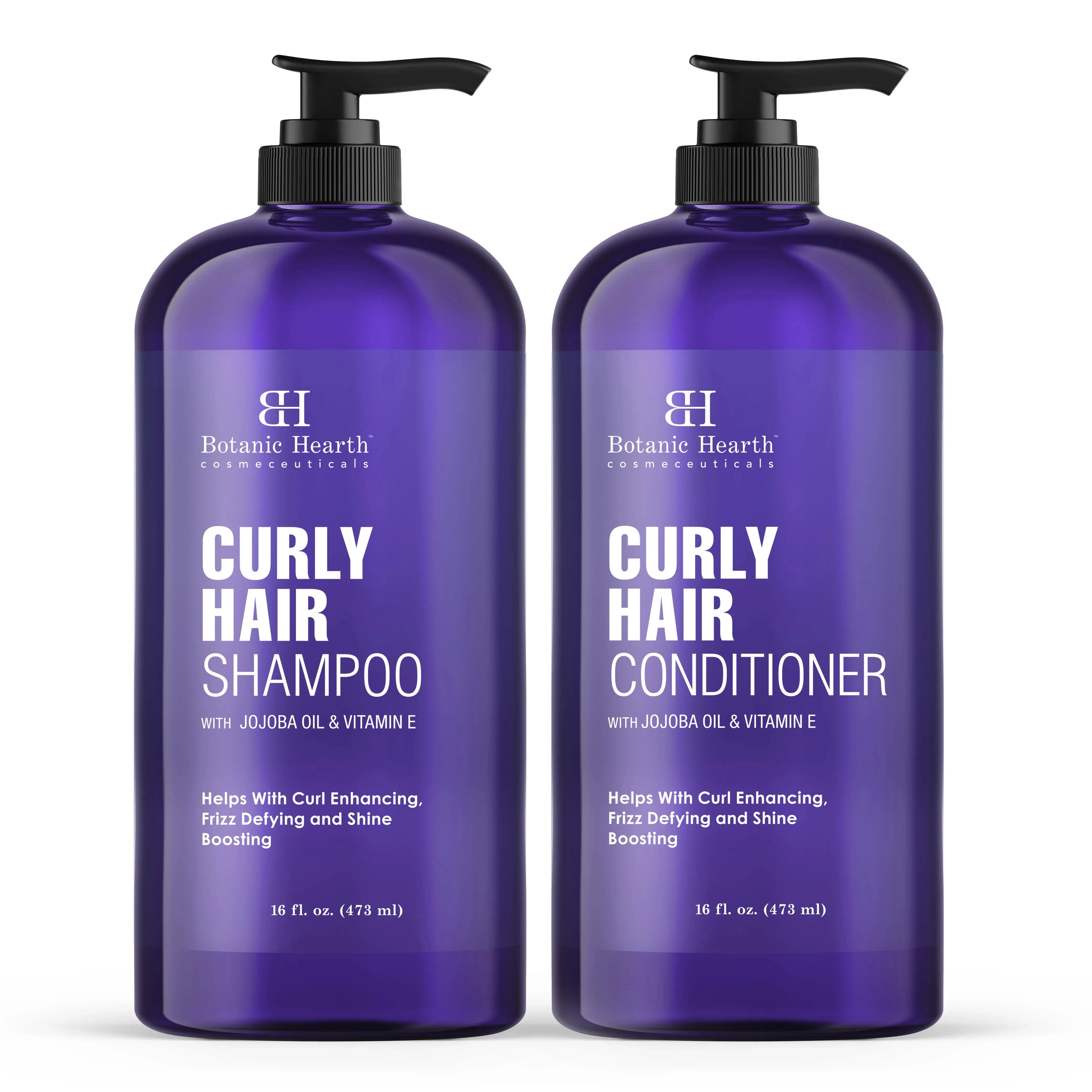Curly Hair Shampoo and Conditioner Set with Jojoba Oil and Vitamin E | 16 fl oz each