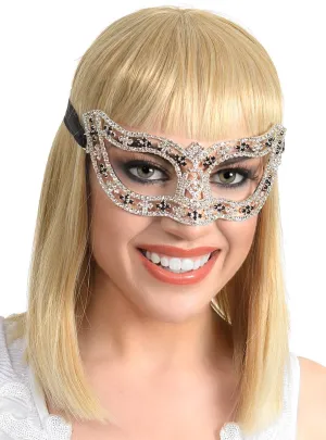 Deluxe Black Rosettes Crystal Masquerade Mask