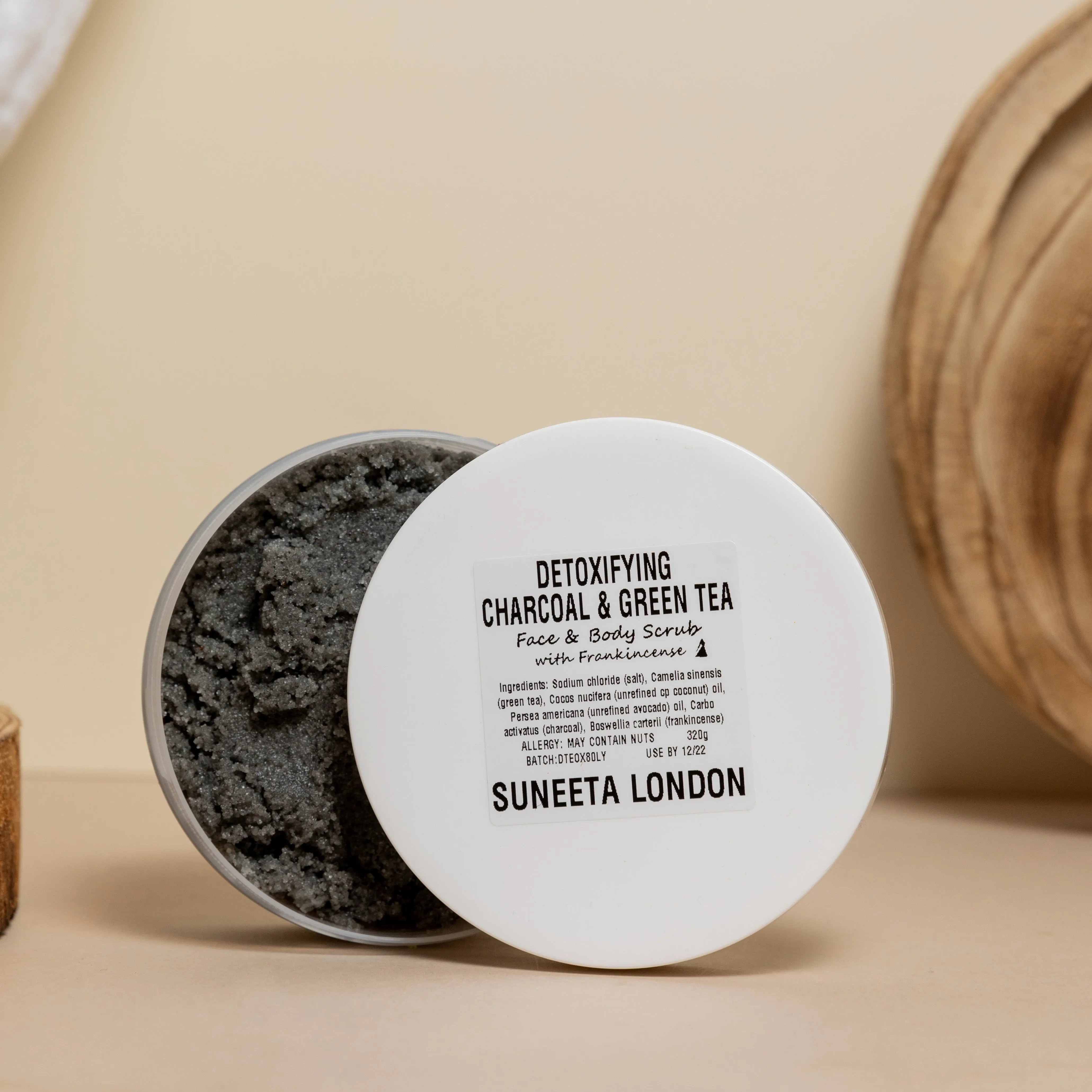 Detoxifying Charcoal & Green Tea Face and Body Scrub with Frankincense