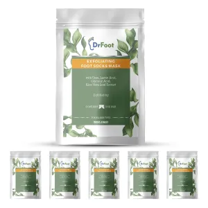 Dr Foot | Exfoliating Foot Socks Mask | Foot Mask | Foot Peeling Mask | Peeling and Exfoliating Foot Mask | Glycolic Acid Serum | Feet Mask | AHA BHA Peeling Solution | Feet Peel Off Mask | Pack of 5