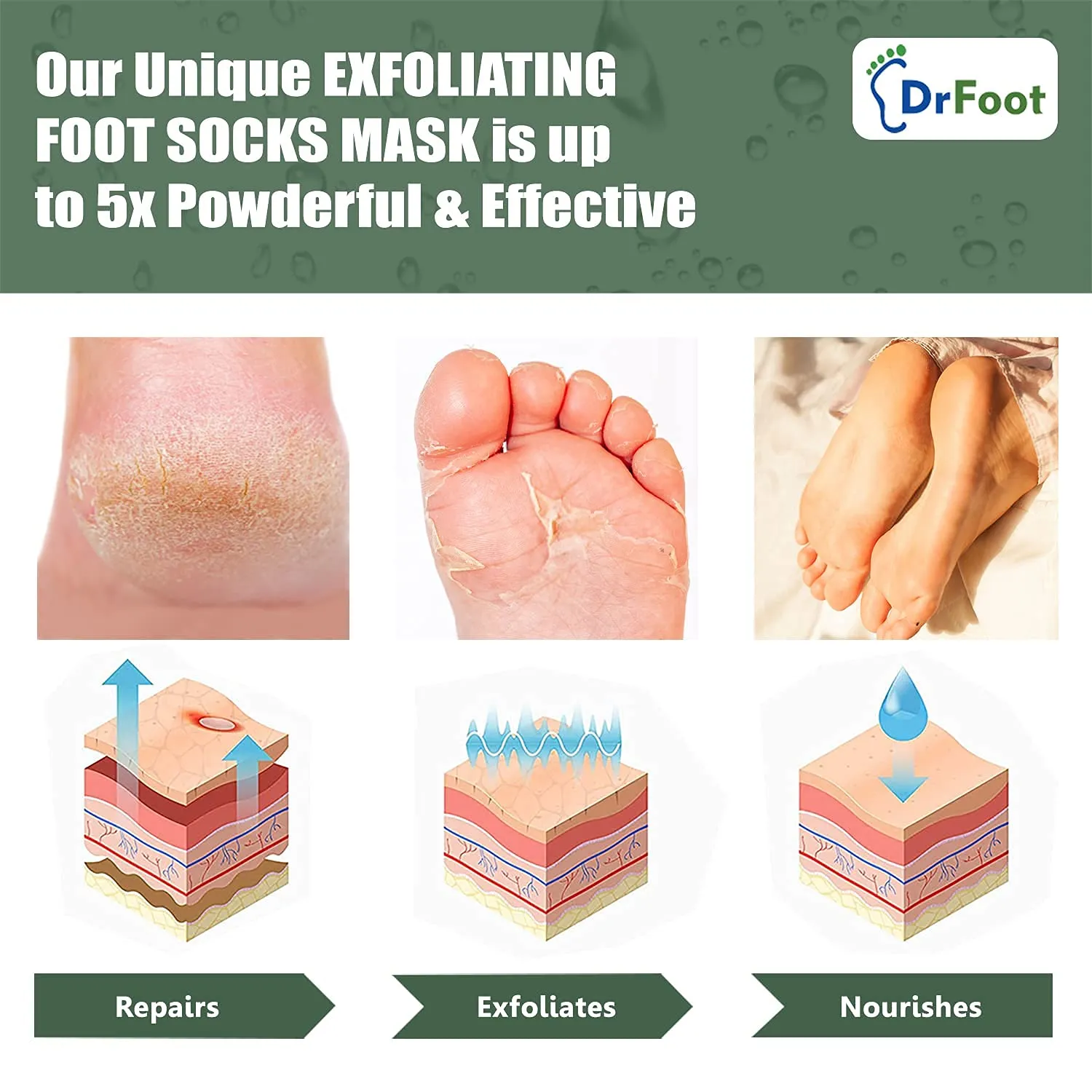 Dr Foot | Exfoliating Foot Socks Mask | Foot Mask | Foot Peeling Mask | Peeling and Exfoliating Foot Mask | Glycolic Acid Serum | Feet Mask | AHA BHA Peeling Solution | Feet Peel Off Mask | Pack of 5