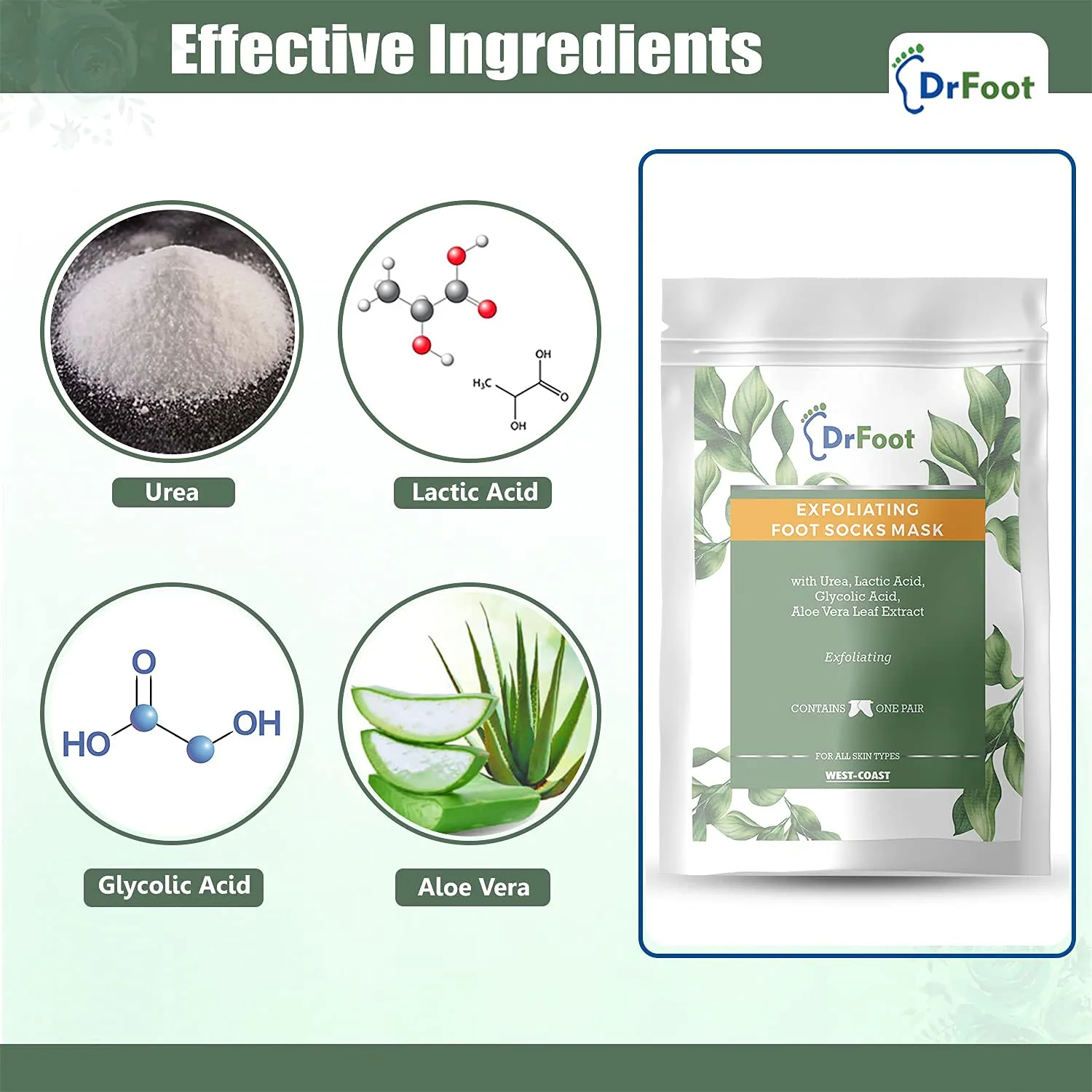 Dr Foot | Exfoliating Foot Socks Mask | Foot Mask | Foot Peeling Mask | Peeling and Exfoliating Foot Mask | Glycolic Acid Serum | Feet Mask | AHA BHA Peeling Solution | Feet Peel Off Mask | Pack of 5