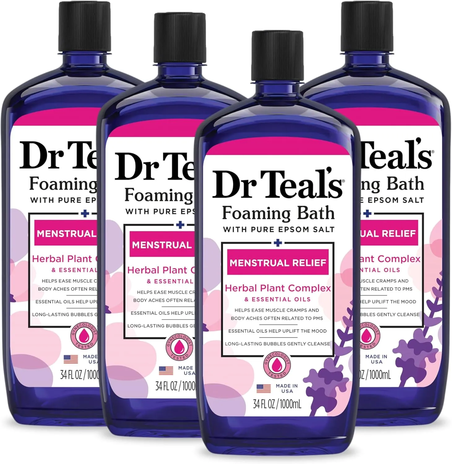 DR TEAL'S MENSTRUAL RELIEF FOAMING BATH HERBAL PLANT COMPLEX 1000ML