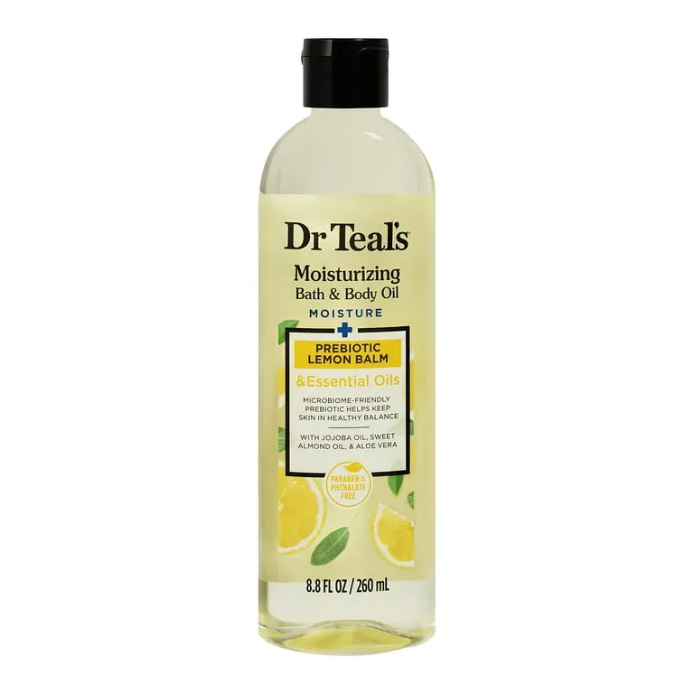 DR TEAL'S MOISTURIZING PREBIOTIC   LEMON BALM BATH & BODY OIL 260ML