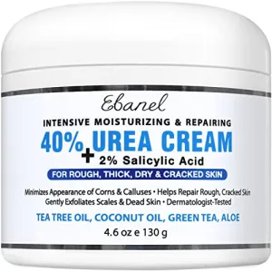 Ebanel Urea Cream 40% plus Salicylic Acid 2%, Foot Cream for Dry Cracked Heels Feet Knees Elbows Hands, Foot Dead Skin Cuticle Callus Remover Toenail Softener, Keratolytic Skin Barrier Repair Cream