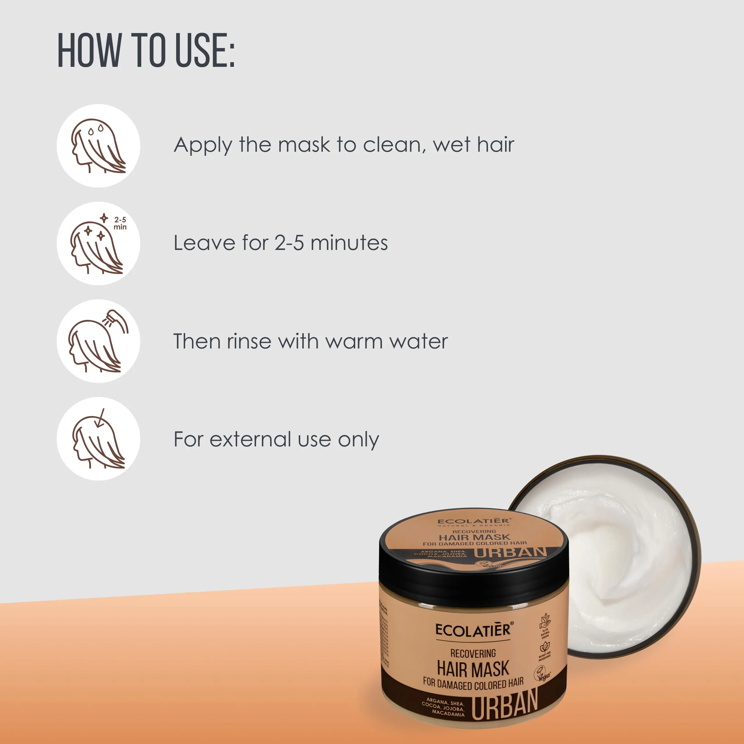 ECOLATIÈR Recovering Hair Mask for Damaged Colored Hair - Deep Conditioning, Hydrating Hair Mask, Argan Oil, Shea Butter, Vegan, 97.2% Natural Ingredients, 13.5 Fl Oz