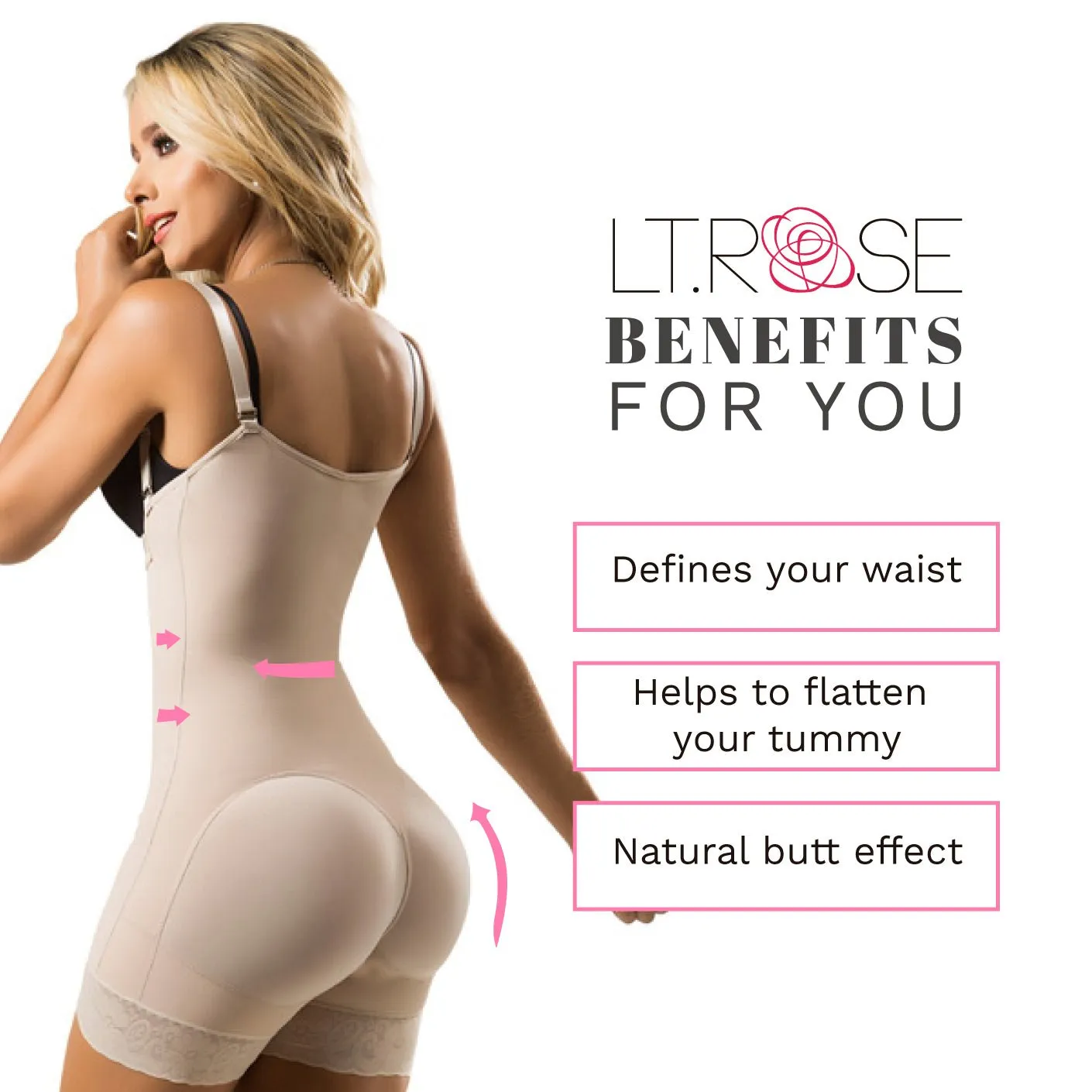 Everyday Use & Postpartum Girdle Open Bust Mid Thigh Butt Lifters Fajas Laty Rose 21111