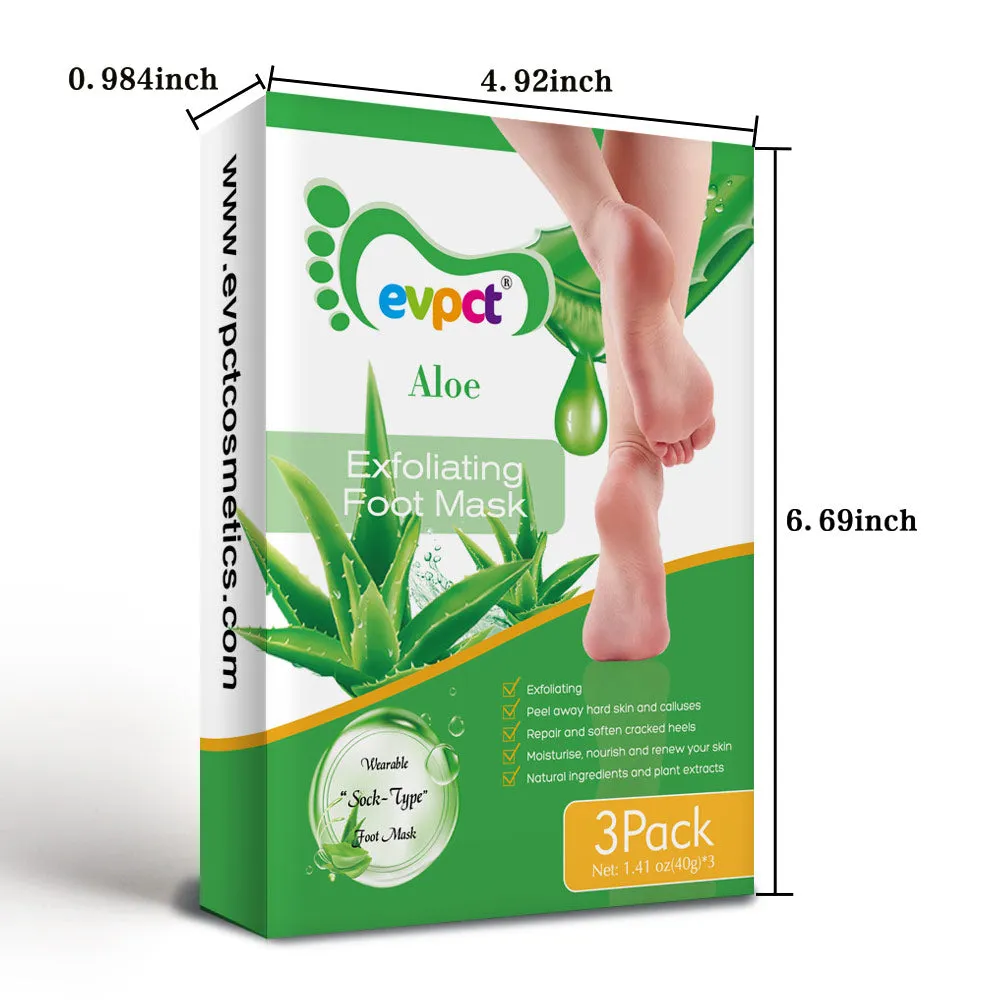 evpct Exfoliating Foot Peel Mask 3 Pack,Exfoliator Peel Off Calluses Dead Skin Callus Remover,Baby Soft Smooth Touch Feet-Men Women (Aloe-3Pack)
