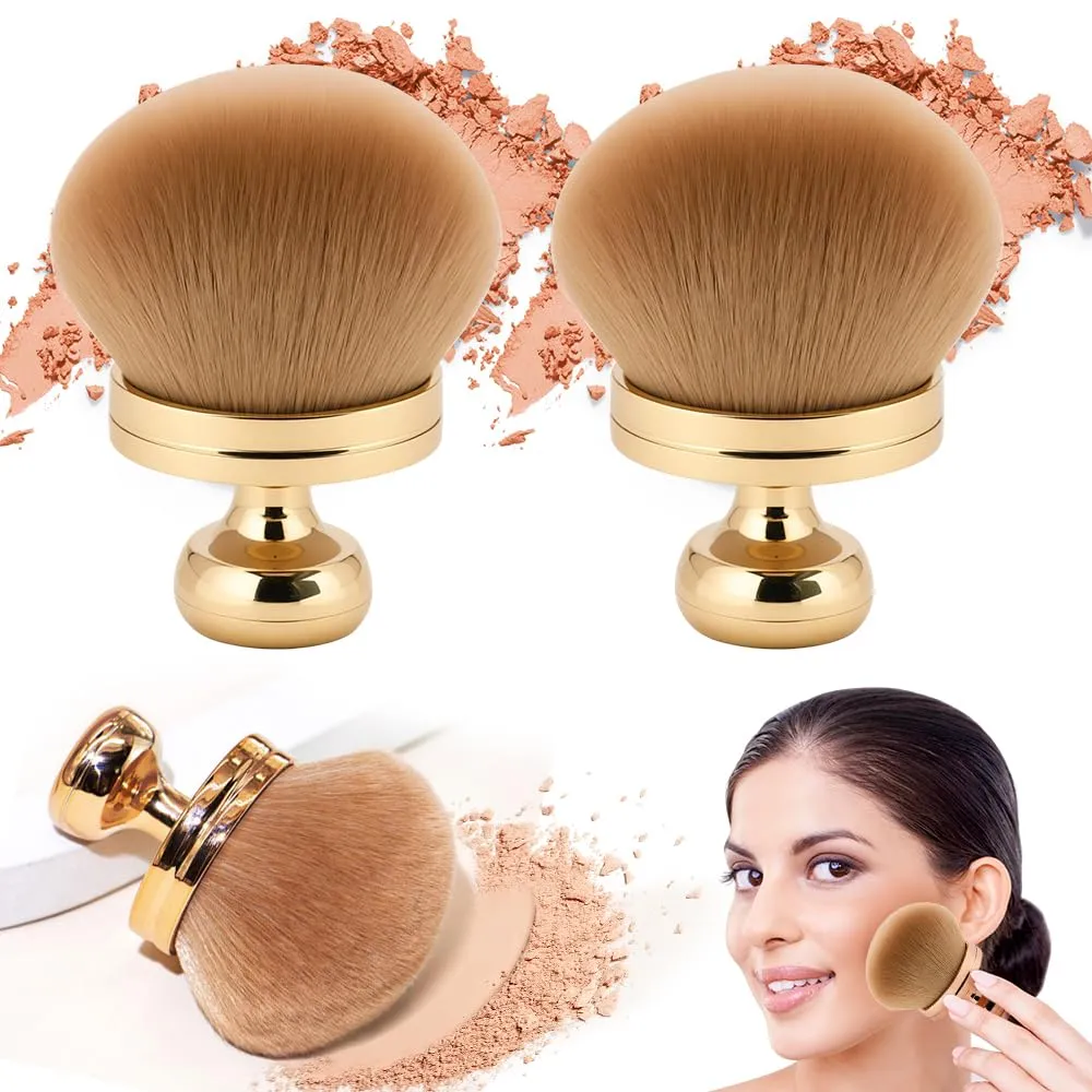 Extra Large Body Makeup Brush for Self Tanner, 2025 New 3 Inch Width Self Tanning Blend Brush, Oval Face Leg Makeup Brush for Foundation, self-tanners, Powder, Face and Body (2pc Gold)