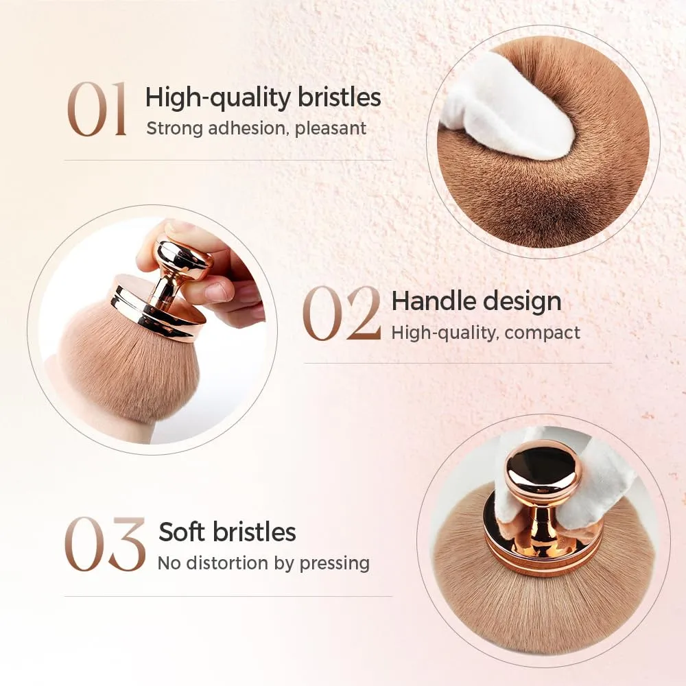 Extra Large Body Makeup Brush for Self Tanner, 2025 New 3 Inch Width Self Tanning Blend Brush, Oval Face Leg Makeup Brush for Foundation, self-tanners, Powder, Face and Body (2pc Gold)