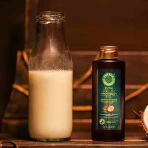 Extra Virgin Coconut Oil From Kerala Extracted from Fresh Coconut Milk,100% Natural, Cold Processed & Unrefined. Can be used for Cooking, as a Dietary Supplement & for Skin, Hair & Baby Massages