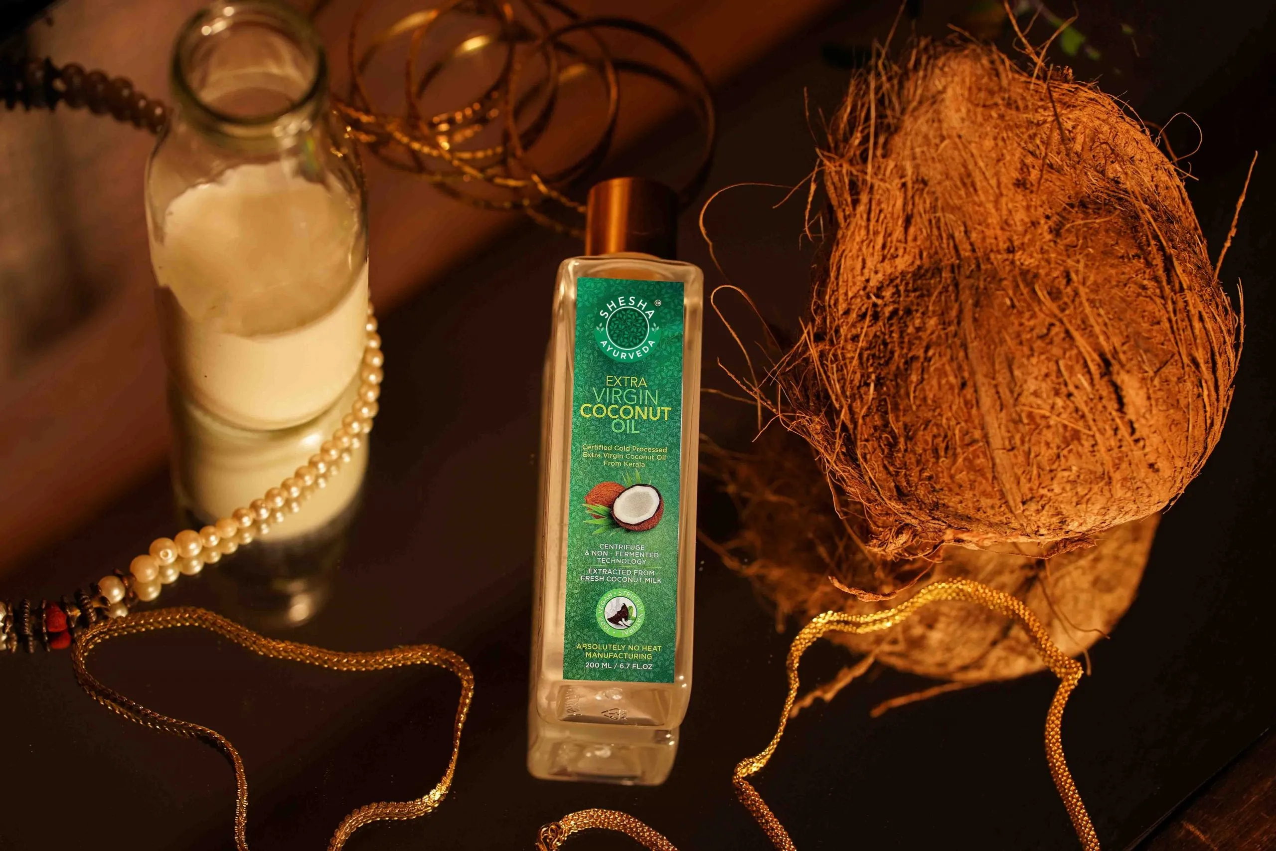 Extra Virgin Coconut Oil From Kerala Extracted from Fresh Coconut Milk,100% Natural, Cold Processed & Unrefined. Can be used for Cooking, as a Dietary Supplement & for Skin, Hair & Baby Massages