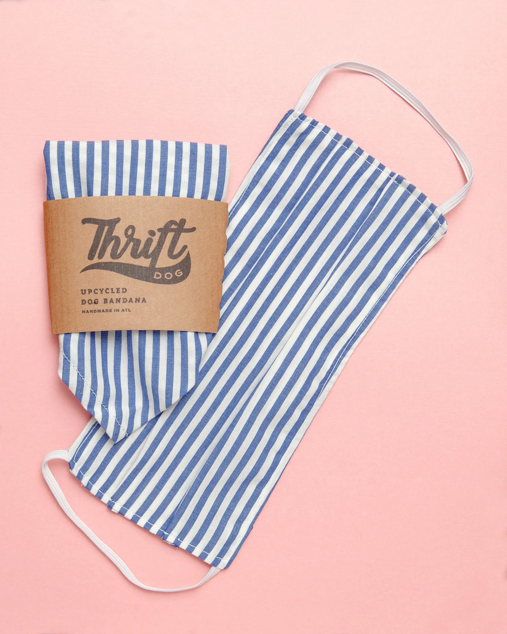 Face Mask & Dog Bandana Set in Nautical Stripe