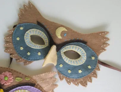 Felt Owl Mask Sewing Kit - Moon or Floral