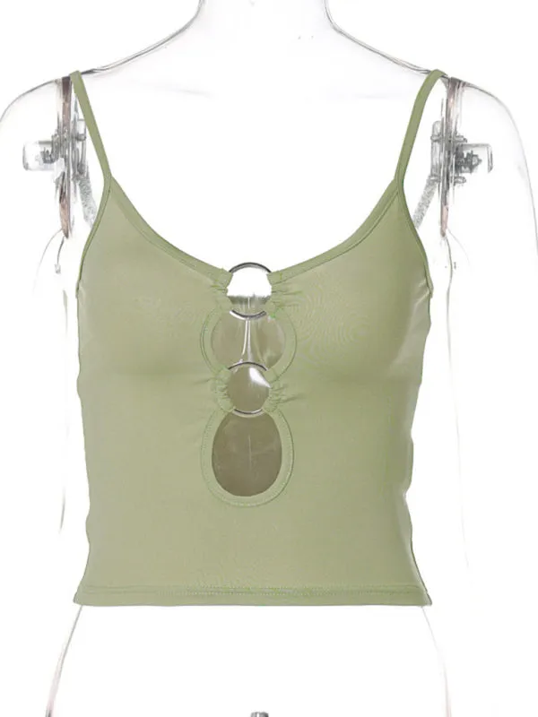 Francine Fashionable Chest Hollow Out Navel Slimming Camisole Top