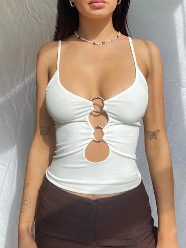 Francine Fashionable Chest Hollow Out Navel Slimming Camisole Top