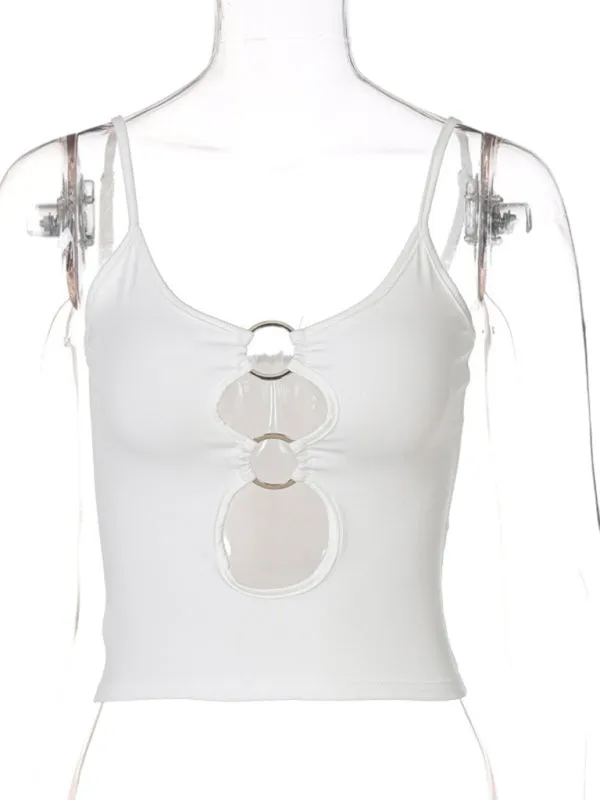 Francine Fashionable Chest Hollow Out Navel Slimming Camisole Top