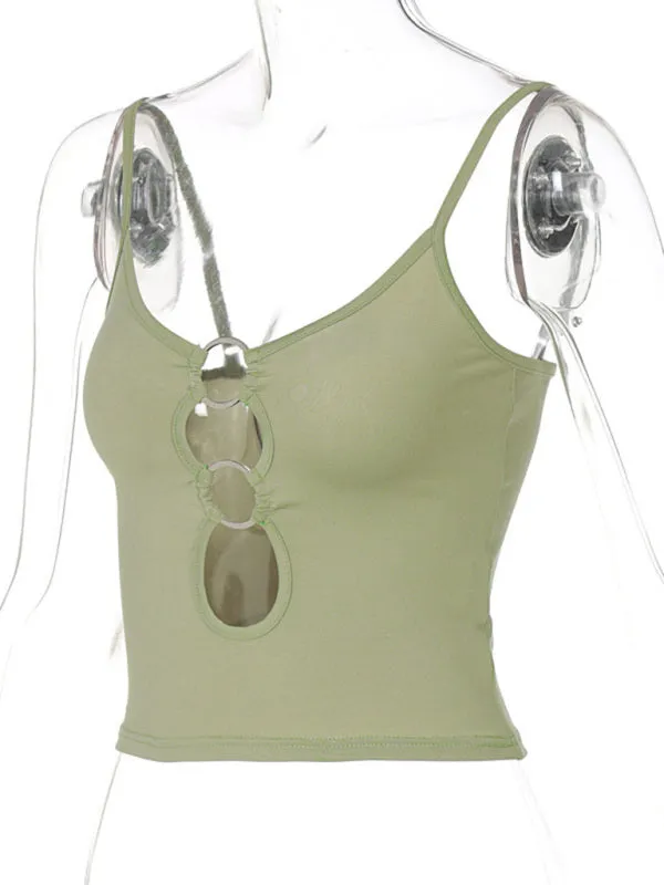 Francine Fashionable Chest Hollow Out Navel Slimming Camisole Top