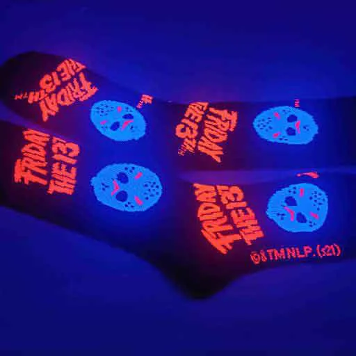 Friday The 13th Icons Black Light Crew Sock, 10-13