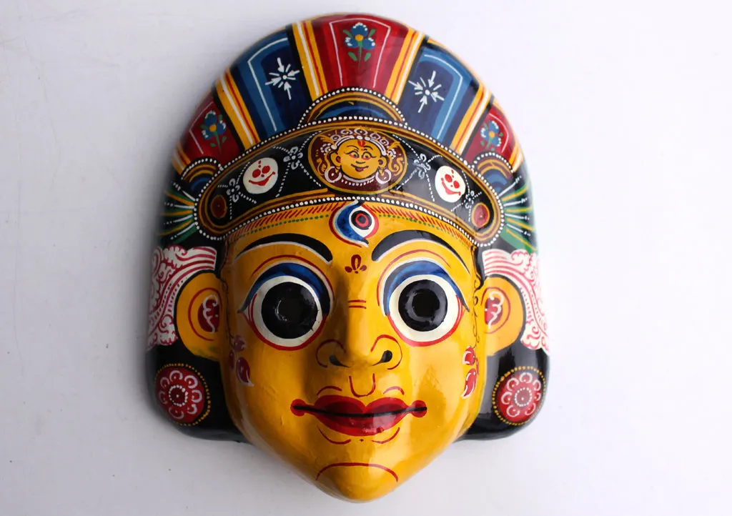 Hand Painted Nepalese Bhairav Paper Mache Wall Hanging Mask