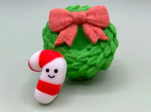 Holiday Wreath Kids Bath Bomb with Christmas Squishy Toy Inside