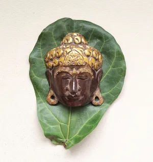 Home Decor. Table - Wall Accent. Handcrafted and Painted Wooden Buddha Face Mask.