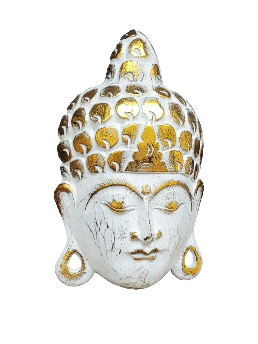 Home Decor. Wall Art.
Handcrafted and Painted Wooden Buddha Face Mask, Wall Hanging.
