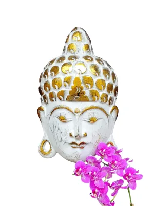Home Decor. Wall Art.
Handcrafted and Painted Wooden Buddha Face Mask, Wall Hanging.